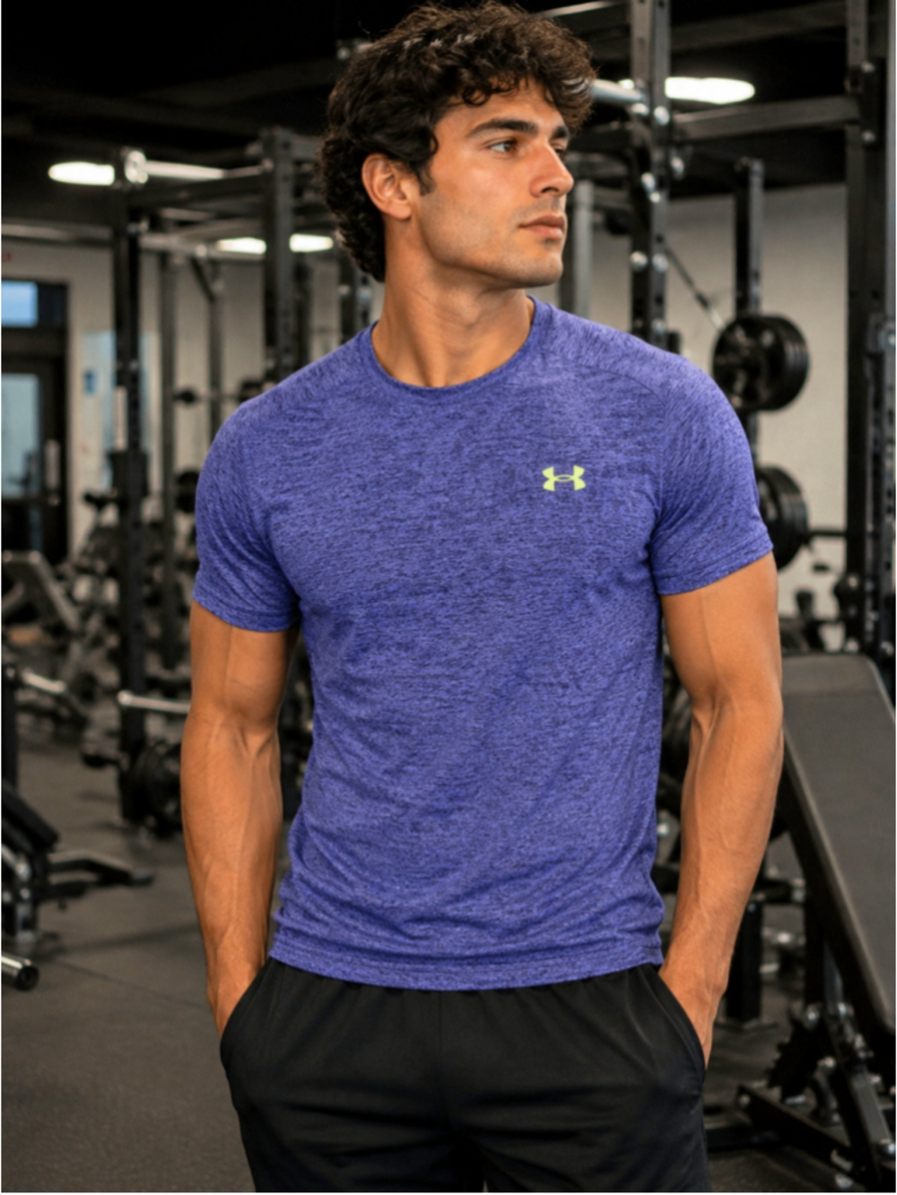 Under Armour Men’s HeatGear Loose Fit Tech T-Shirt Blue Heather Large